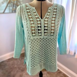 😍 Chico’s turquoise sweater size 0. Beautiful for summer - EUC!